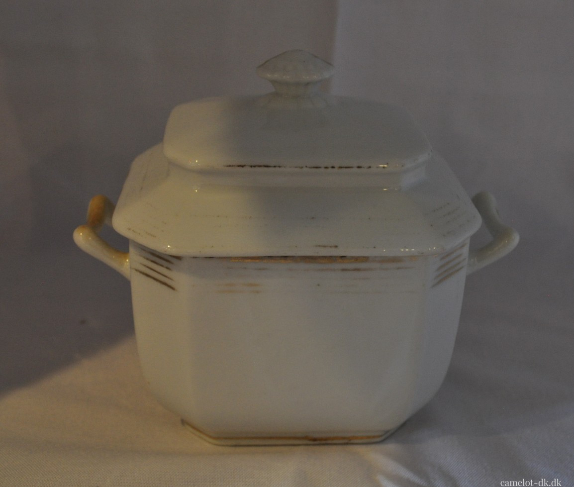 Fransk sukkerkrukke i porcelæn