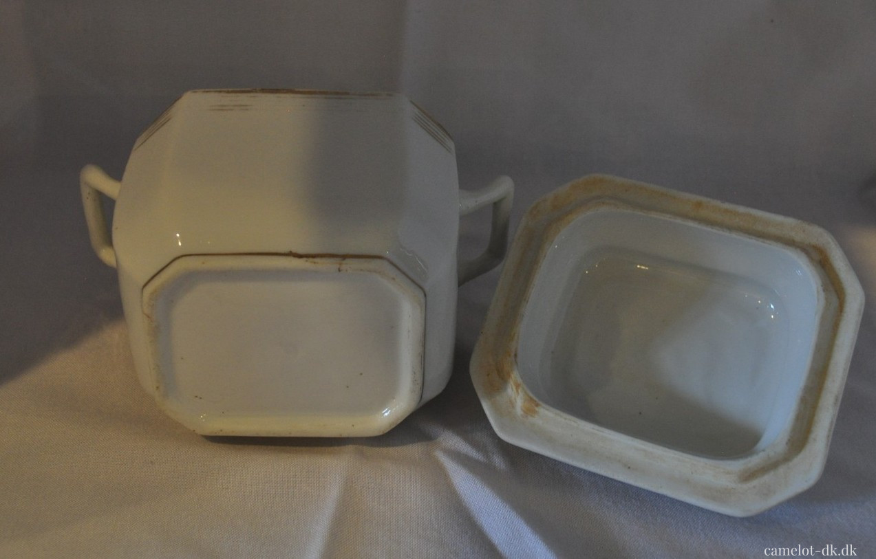 Fransk sukkerkrukke i porcelæn