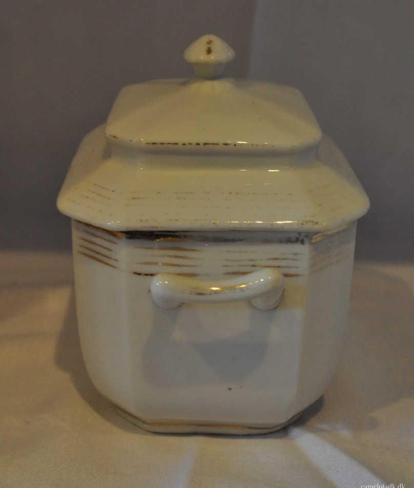 Fransk sukkerkrukke i porcelæn